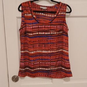 Kasper Red and Black Striped Tank Top